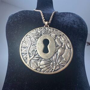 Lucky Antique Brass-Look Keyhole Necklace 🍀